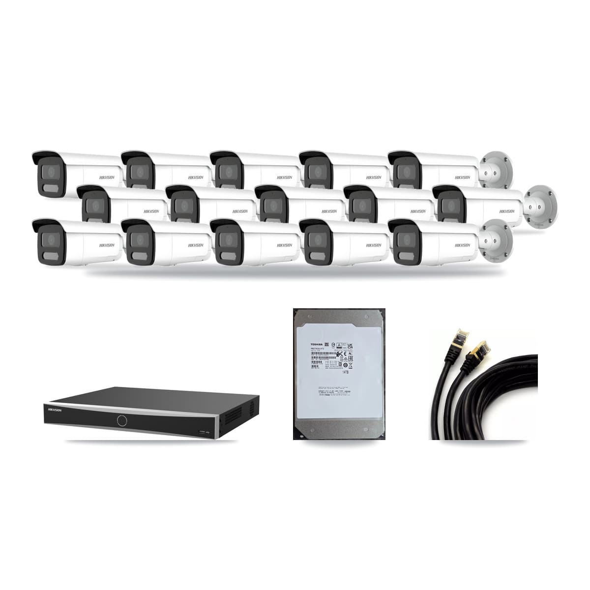 Hikvision 16-Channel 4MP CCTV Kit — 15 Bullet Cameras + 14TB Recording - Image 1