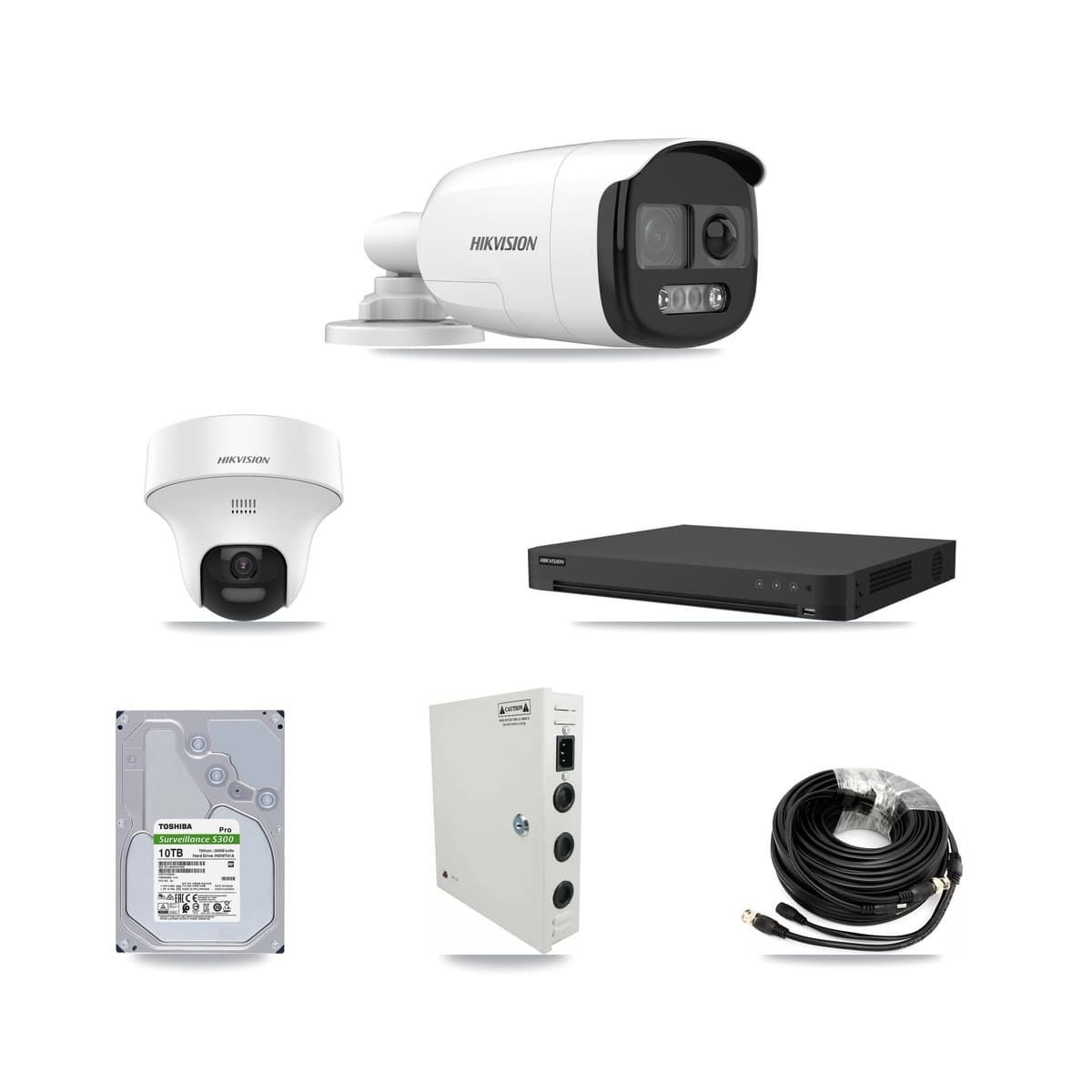 Hikvision 32-Channel 5MP CCTV Kit — 10 DS-2CE12KF3T Bullet + 5 DS-2CE70K0T Turret Cameras + 2× 10TB Recording