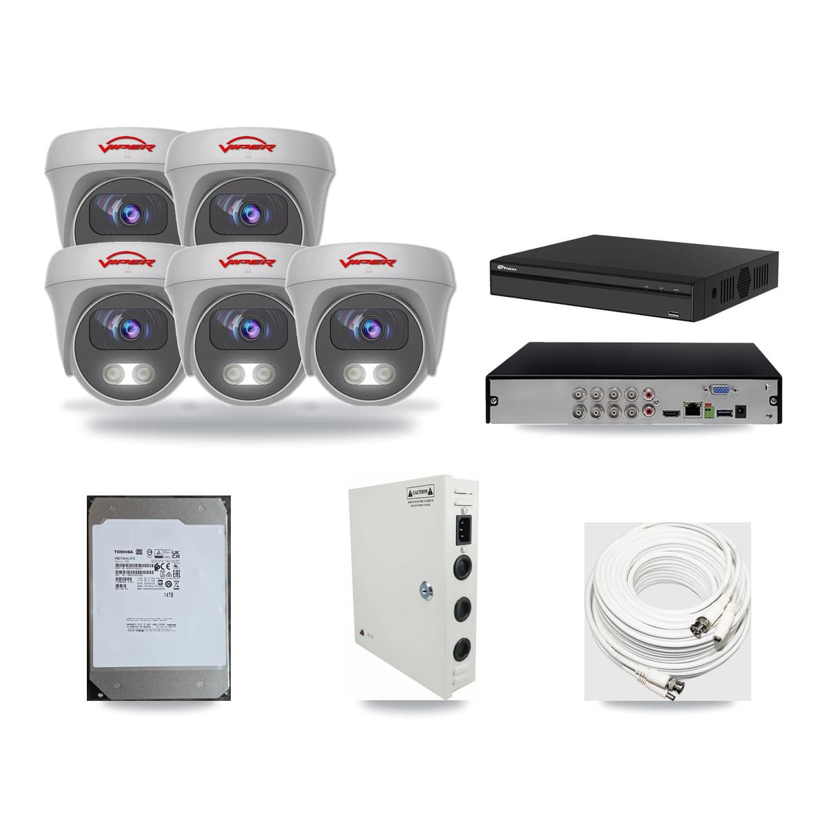 Viper & Prolux 8-Channel 5MP CCTV Kit — 5 Cameras + 14TB Recording - Image 1