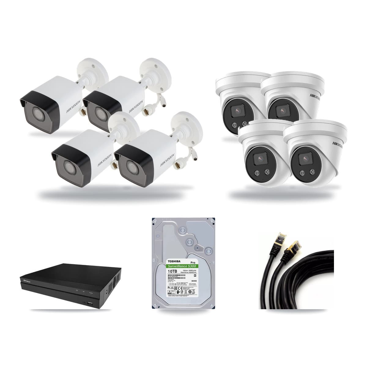 Hikvision & Prolux 8-Channel 5MP CCTV Kit — 4 Bullet + 4 Turret Cameras + 10TB Recording - Image 1