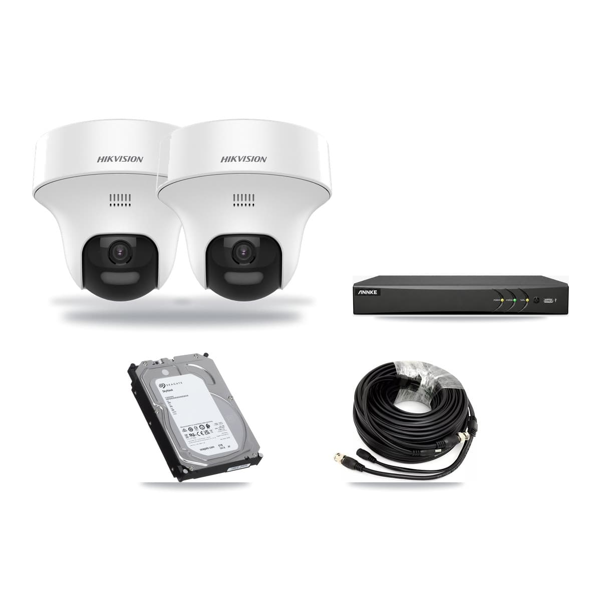 Hikvision & ANNKE 4-Channel 5MP CCTV Kit — 2 DS-2CE70K0T Turret Cameras + 6TB Recording - Image 1