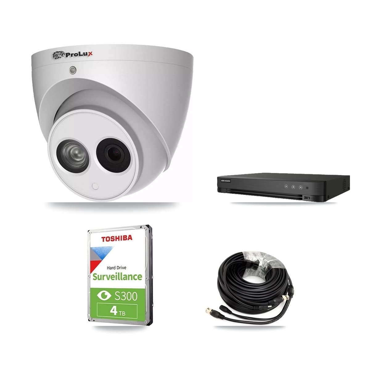 Prolux & Hikvision 8-Channel 4MP CCTV Kit — 3 Turret Cameras + 4TB Recording (IDS-7208HQHI Recorder) - Image 1