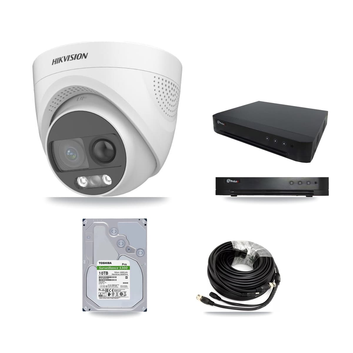 Hikvision & Prolux 16-Channel 5MP CCTV Kit — 7 DS-2CE72KF3T Turret Cameras + 10TB Recording - Image 1