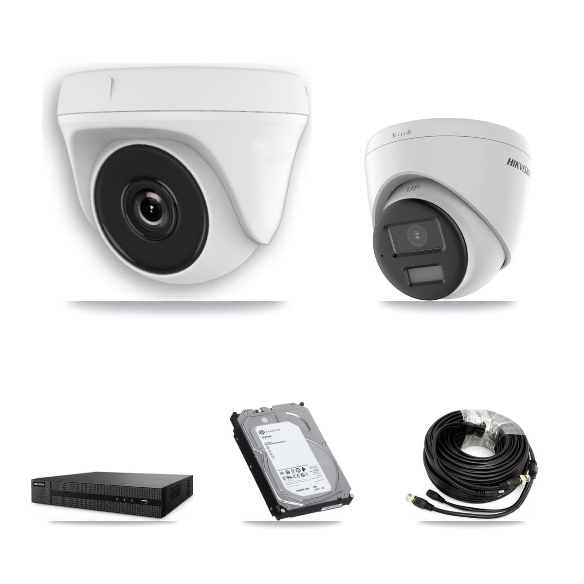 Hikvision 8-Channel 2MP – 4K CCTV Kit — 2 4K Turret + 4 White 2MP Dome Cameras + 6TB Recording