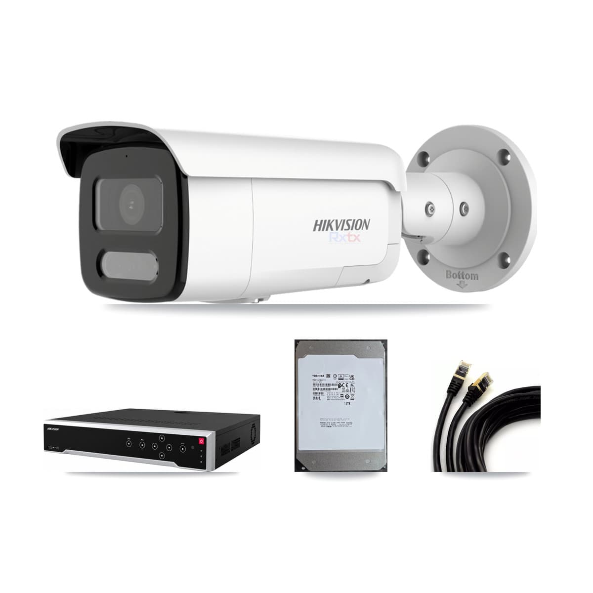 Hikvision 32-Channel 4K CCTV Kit — 6 White Bullet Cameras + 14TB Recording