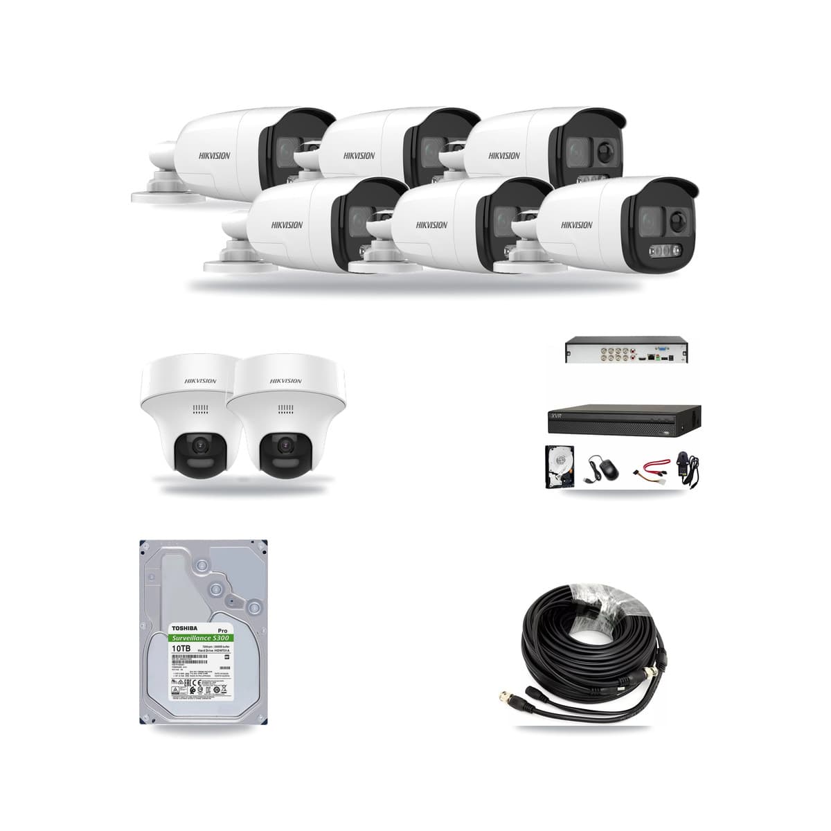 Hikvision & Dahua 8-Channel 5MP CCTV Kit — 6 DS-2CE12KF3T Bullet + 2 DS-2CE70K0T Turret Cameras + 10TB Recording - Image 1