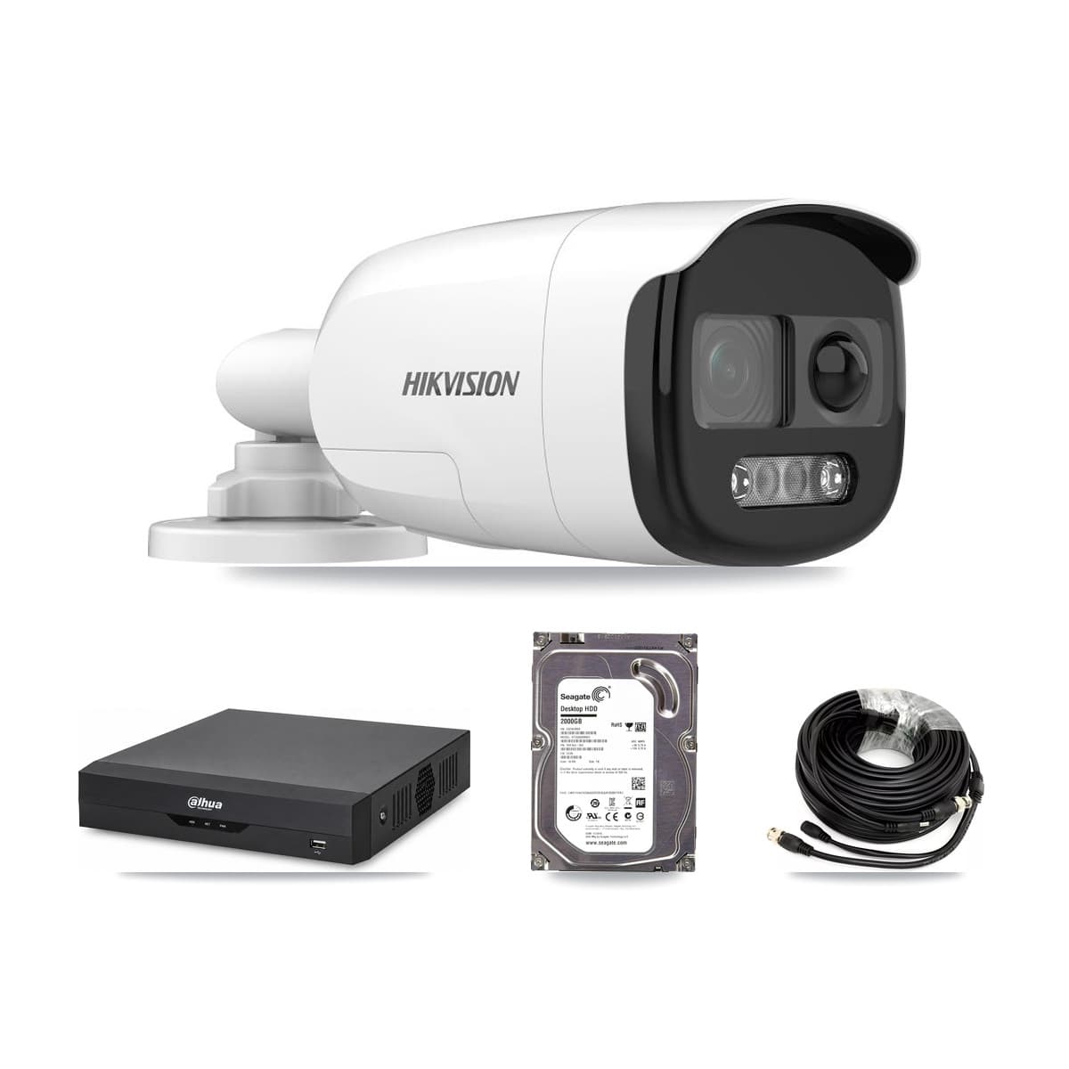 Hikvision & Dahua 4-Channel 5MP CCTV Kit — 4 DS-2CE12KF3T Bullet Cameras + 2TB Recording