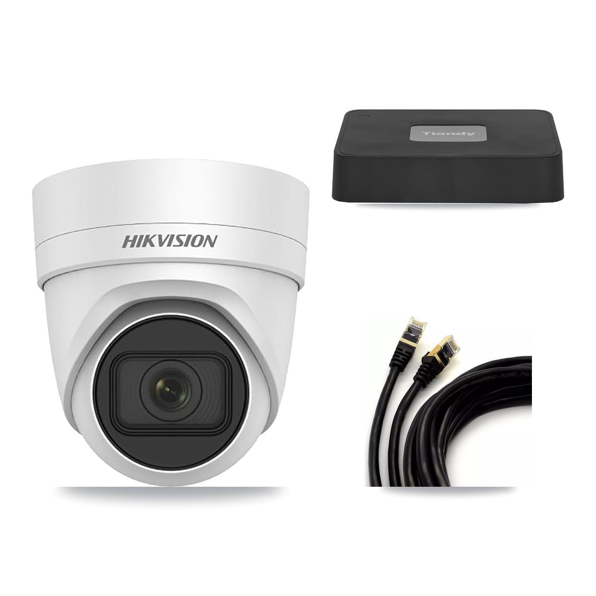 Hikvision & Tiandy 4-Channel 4MP CCTV Kit — 2 DS-2CD2H45FWD Turret Cameras + 3TB Recording