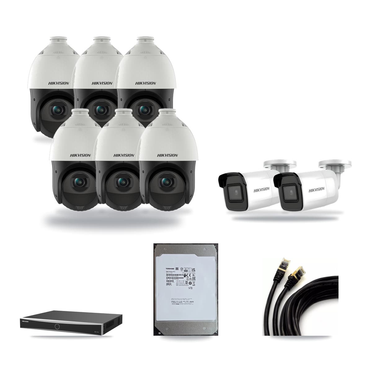 Hikvision 16-Channel 4MP – 4K CCTV Kit — 2 4K Bullet + 6 4MP PTZ Cameras + 14TB Recording (DS-7616NXI Recorder) - Image 1