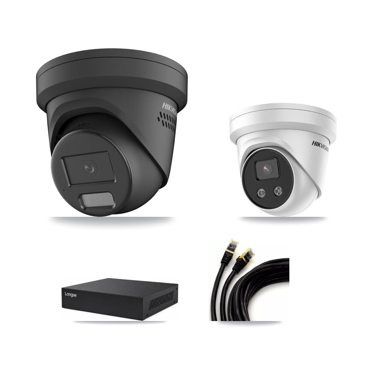 Hikvision & Longse 8-Channel 4MP – 5MP CCTV Kit — 1 Black 4MP + 1 5MP Turret Cameras + 3TB Recording - Image 1