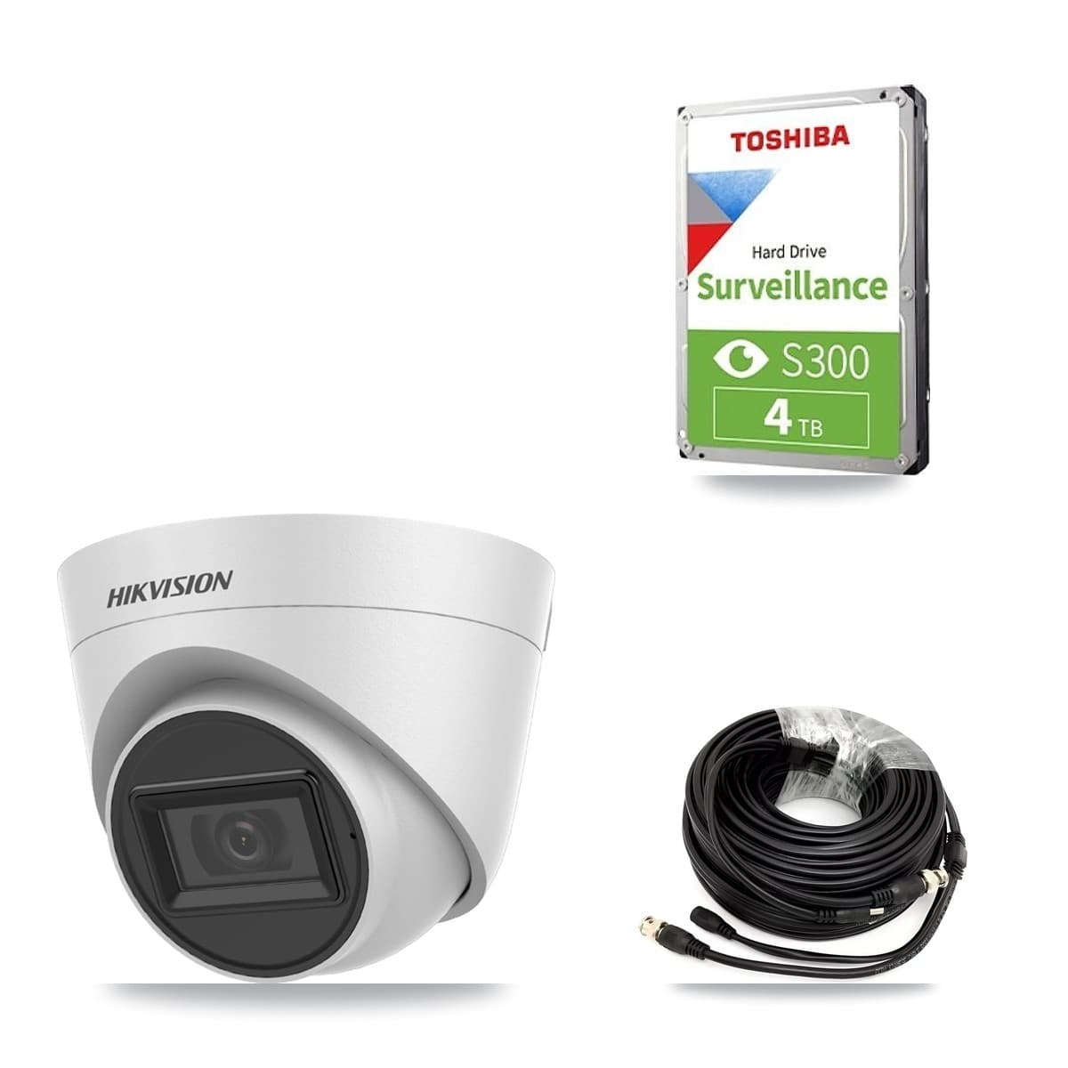Hikvision 32-Channel 5MP CCTV Kit — 3 White Turret Cameras + 4TB Recording (DS-7332HQHI Recorder)