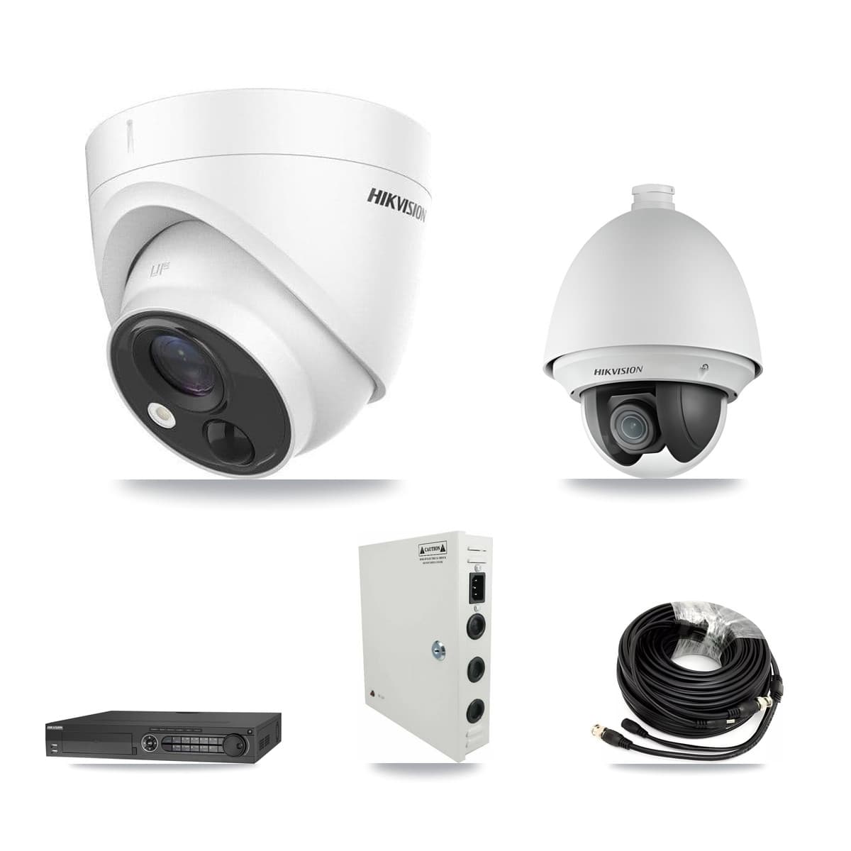 Hikvision 32-Channel 2MP – 5MP CCTV Kit — 1 DS-2AE4225T 2MP PTZ + 2 DS-2CE71H0T 5MP Turret Cameras + 3TB Recording (DS-7332HQHI Recorder)