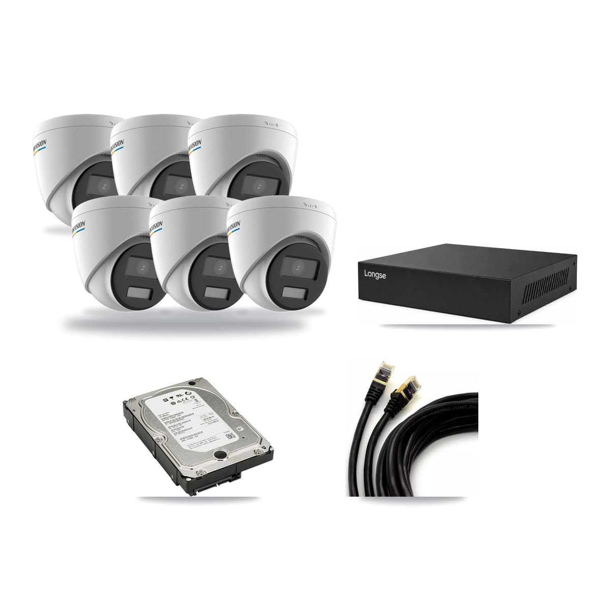 Hikvision & Longse 8-Channel 2MP – 5MP CCTV Kit — 6 2MP Turret + 1 5MP Dome Cameras + 5TB Recording - Image 1