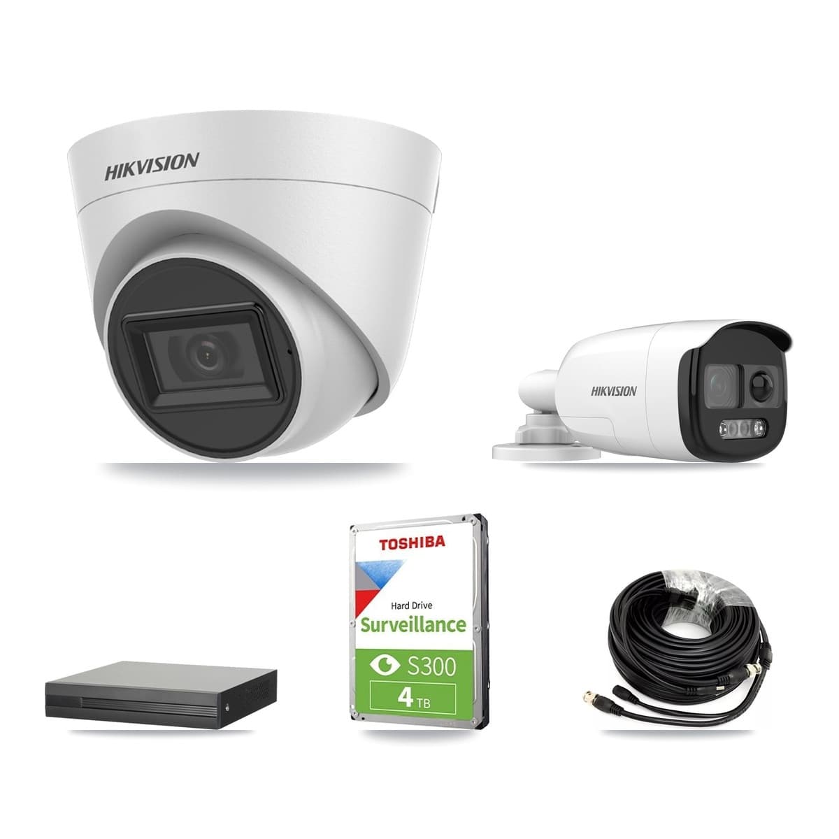 Hikvision 16-Channel 5MP CCTV Kit — 1 Bullet + 2 White Turret Cameras + 4TB Recording