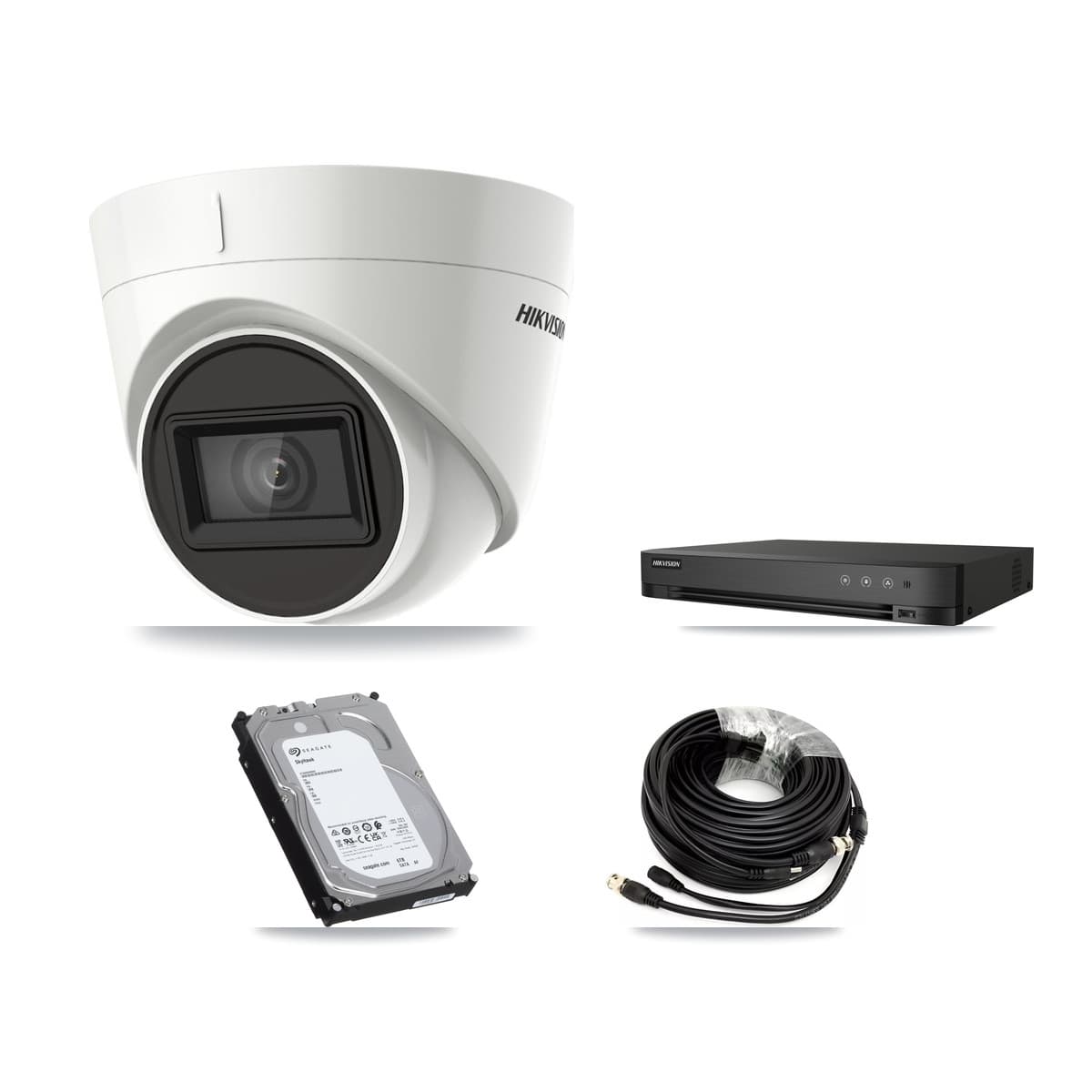Hikvision 4-Channel 4K CCTV Kit — 4 Turret Cameras + 6TB Recording (DS-7204HUHI Recorder)