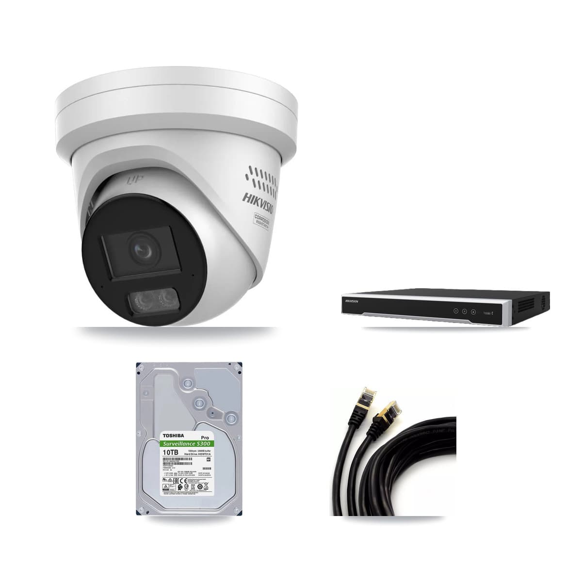 Hikvision 16-Channel 4MP CCTV Kit — 8 DS-2CD2347G3 Turret Cameras + 10TB Recording (DS-7616NI-M2 Recorder)