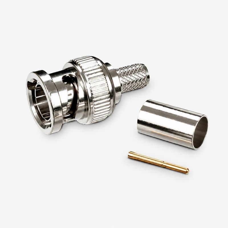 BNC Male Crimp Connector 3 Piece RG59 CCTV Coaxial Cable Plug