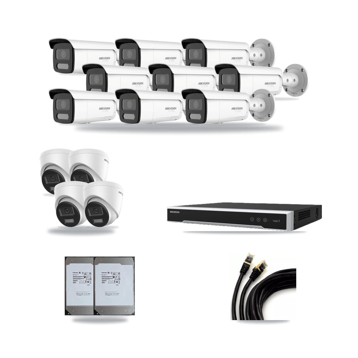 Hikvision 16-Channel 4K CCTV Kit — 4 Turret + 9 Bullet Cameras + 2× 14TB Recording - Image 1