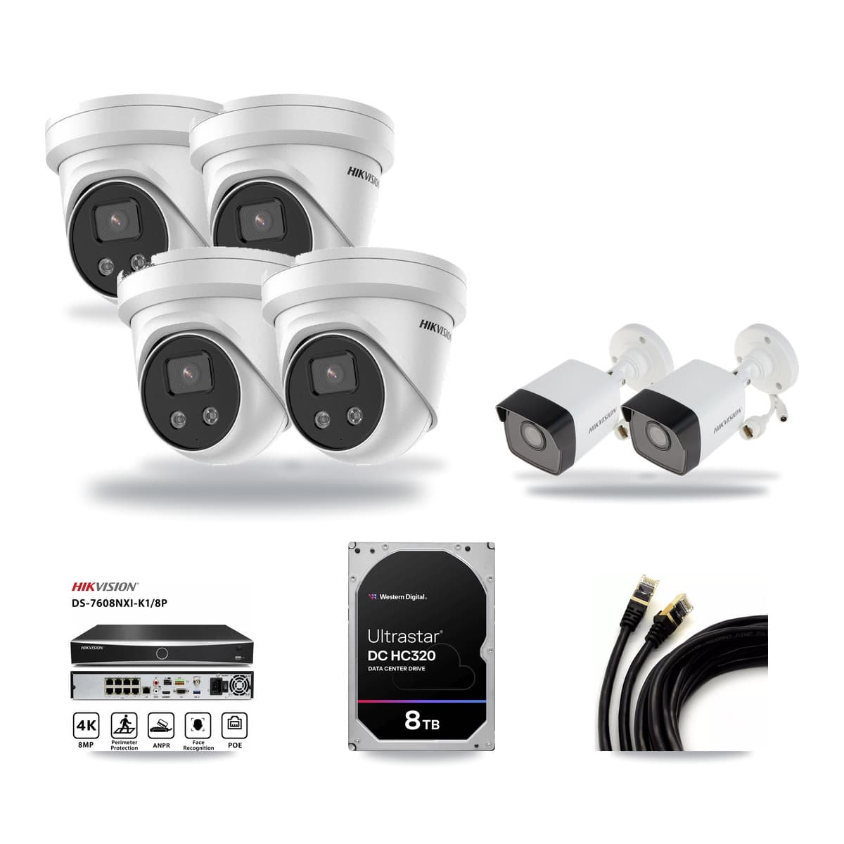 Hikvision 8-Channel 5MP CCTV Kit — 2 Bullet + 4 Turret Cameras + 8TB Recording - Image 1