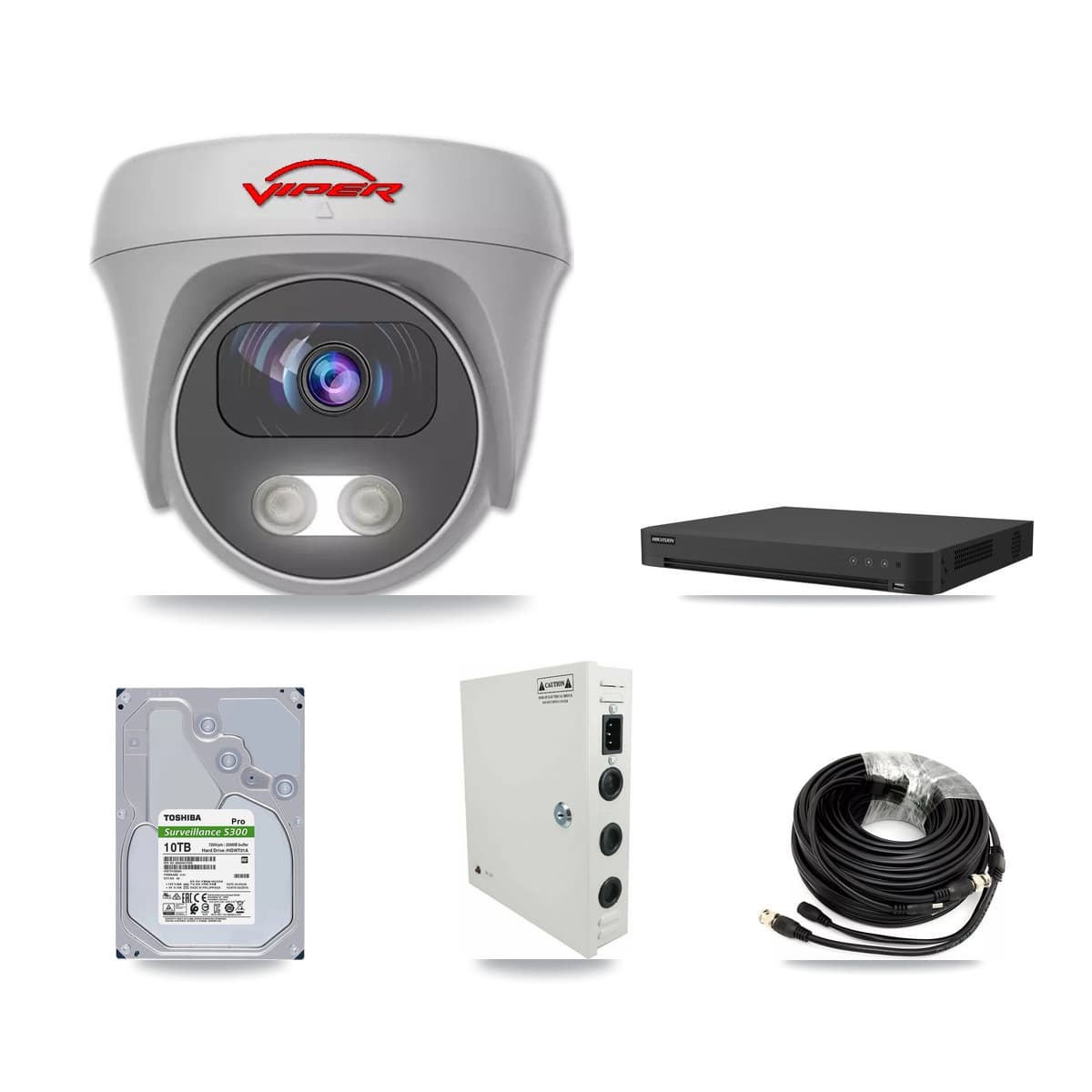 Viper & Hikvision 16-Channel 5MP CCTV Kit — 16 Cameras + 2× 10TB Recording