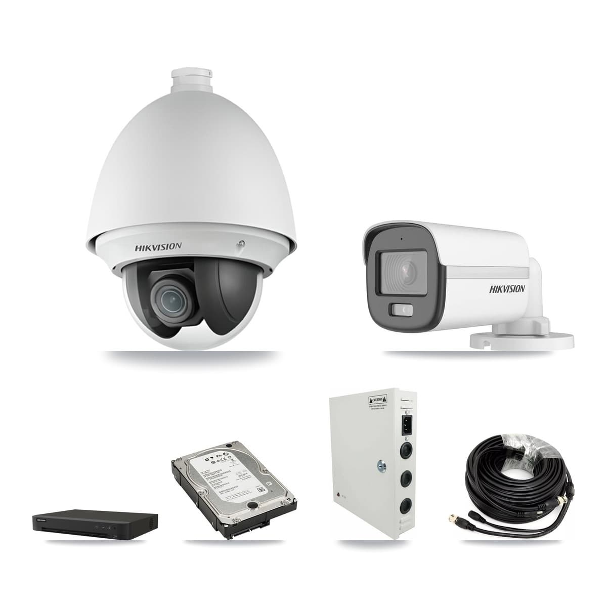 Hikvision 16-Channel 2MP – 5MP CCTV Kit — 5 2MP PTZ + 1 5MP Bullet Cameras + 5TB Recording