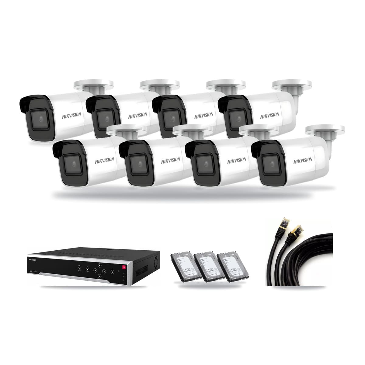 Hikvision 32-Channel 4K CCTV Kit — 8 Bullet Cameras + 3× 6TB Recording - Image 1