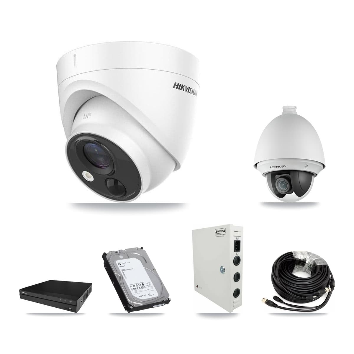 Hikvision & Prolux 8-Channel 2MP – 5MP CCTV Kit — 1 DS-2AE4225T 2MP PTZ + 5 DS-2CE71H0T 5MP Turret Cameras + 6TB Recording