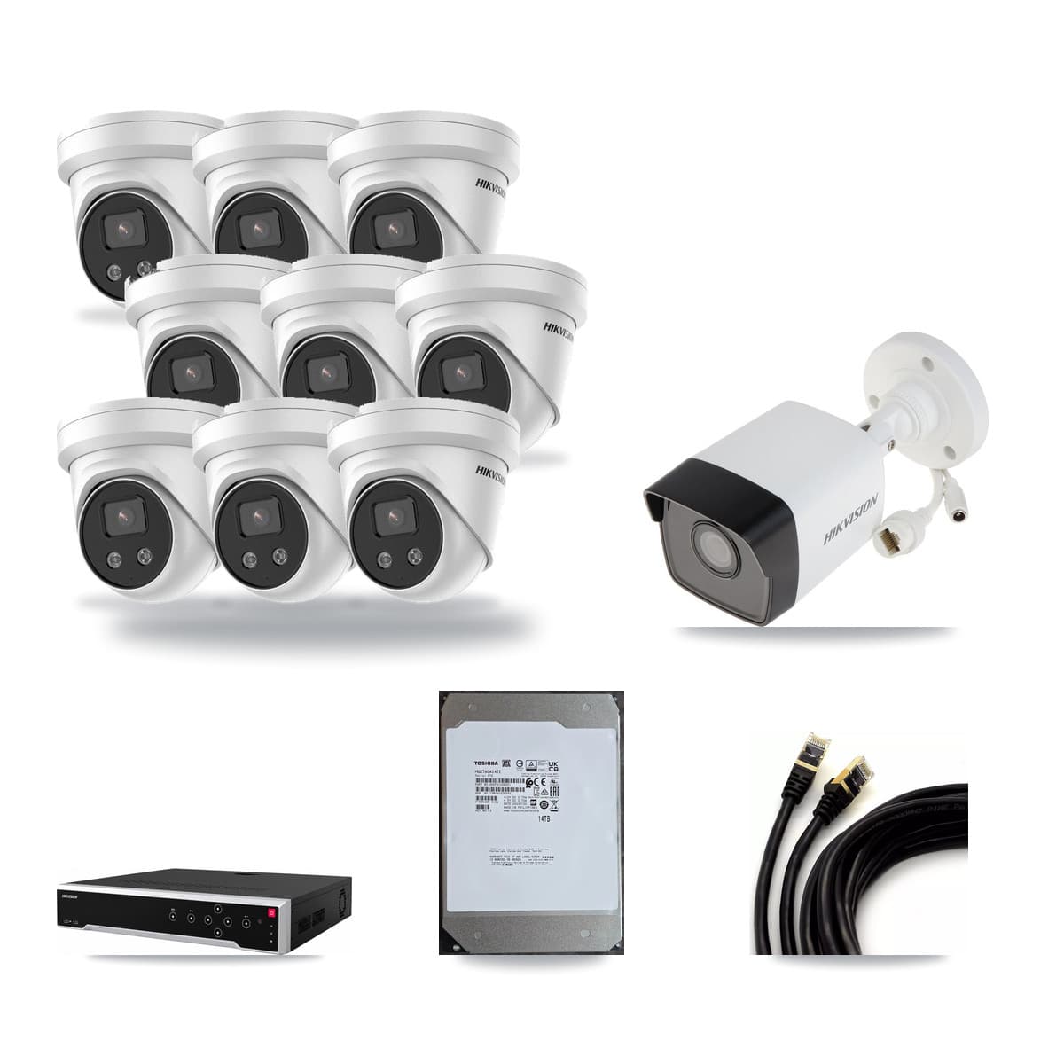 Hikvision 32-Channel 5MP CCTV Kit — 1 Bullet + 9 Turret Cameras + 14TB Recording - Image 1
