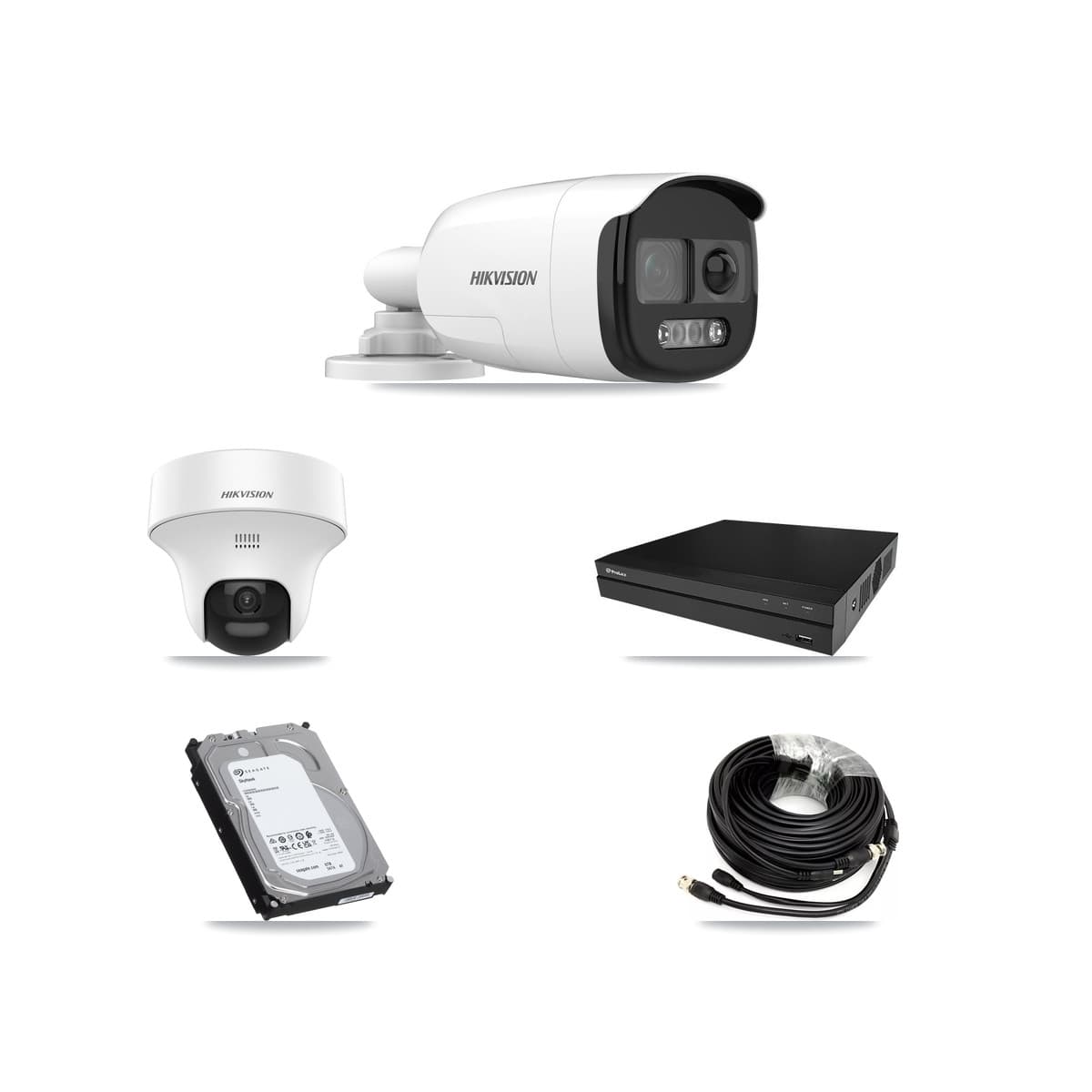 Hikvision & Prolux 8-Channel 5MP CCTV Kit — 4 DS-2CE12KF3T Bullet + 4 DS-2CE70K0T Turret Cameras + 2× 6TB Recording