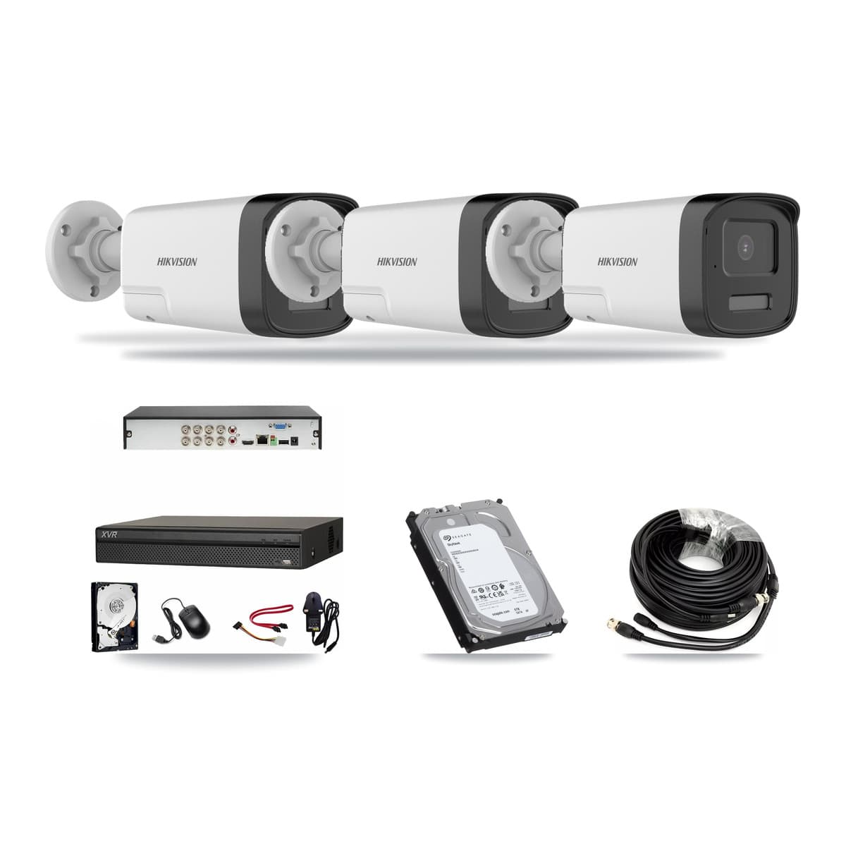 Hikvision & Dahua 8-Channel 5MP CCTV Kit — 3 DS-2CE17K0T Bullet Cameras + 6TB Recording - Image 1