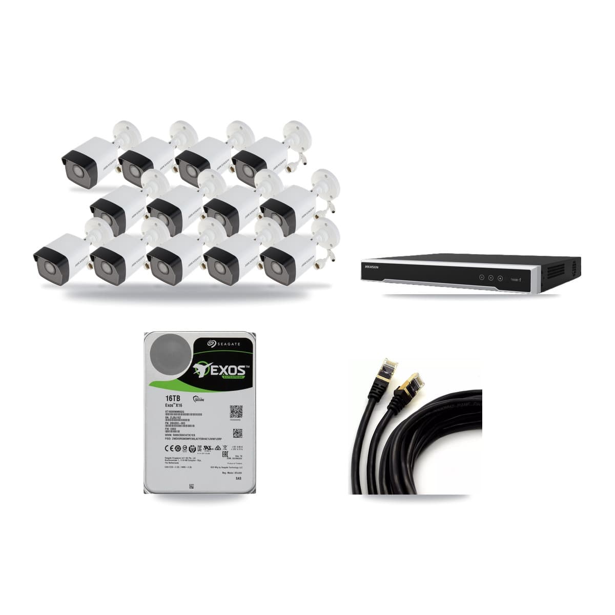 Hikvision 16-Channel 5MP CCTV Kit — 13 Bullet Cameras + 16TB Recording (DS-7616NI-M2 Recorder) - Image 1