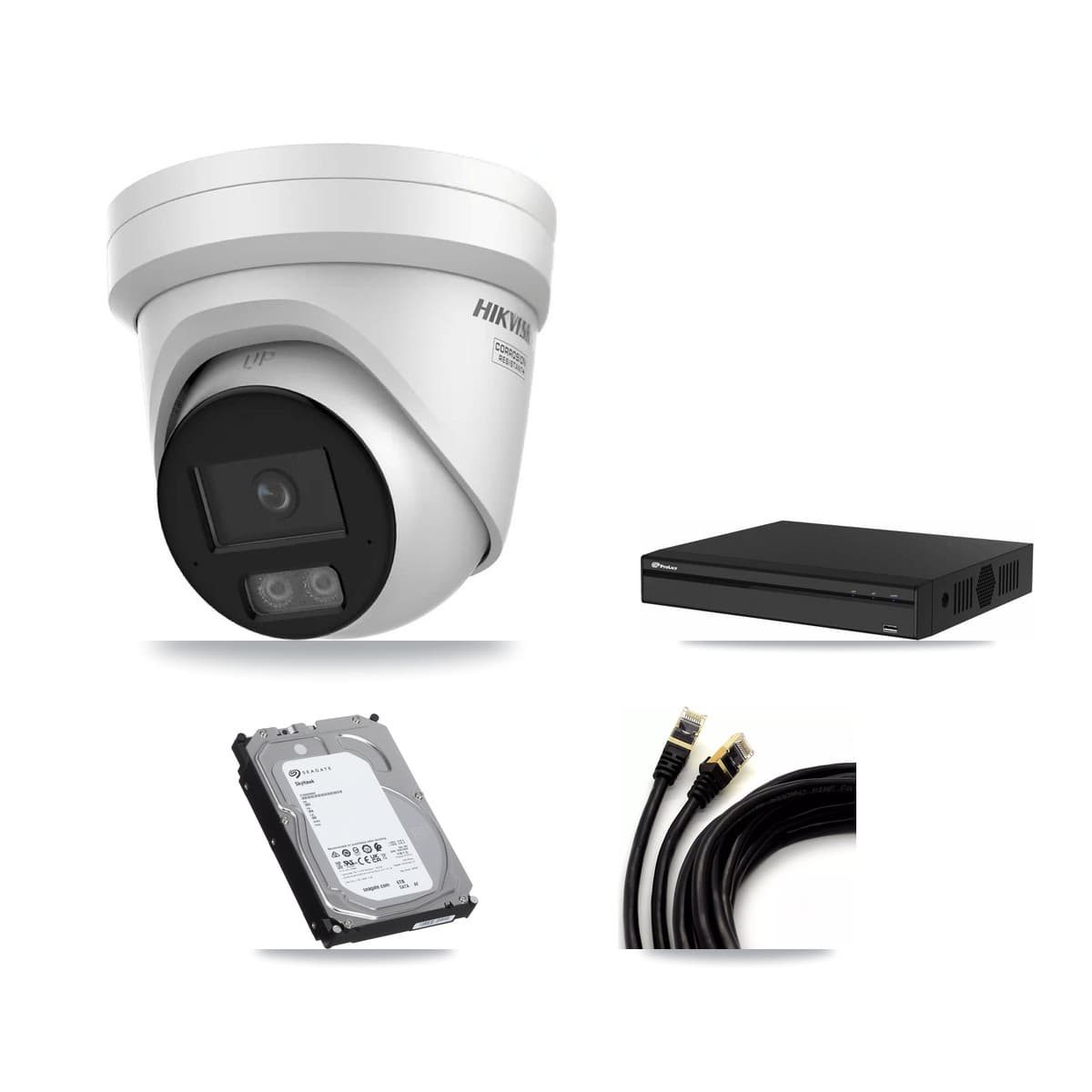Hikvision & Prolux 4-Channel 4K CCTV Kit — 2 DS-2CD2387G3 Turret Cameras + 6TB Recording