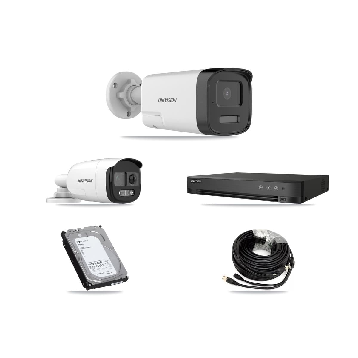 Hikvision 4-Channel 5MP CCTV Kit — 1 DS-2CE12KF3T + 3 DS-2CE17K0T Bullet Cameras + 6TB Recording (IDS-7204HUHI Recorder)