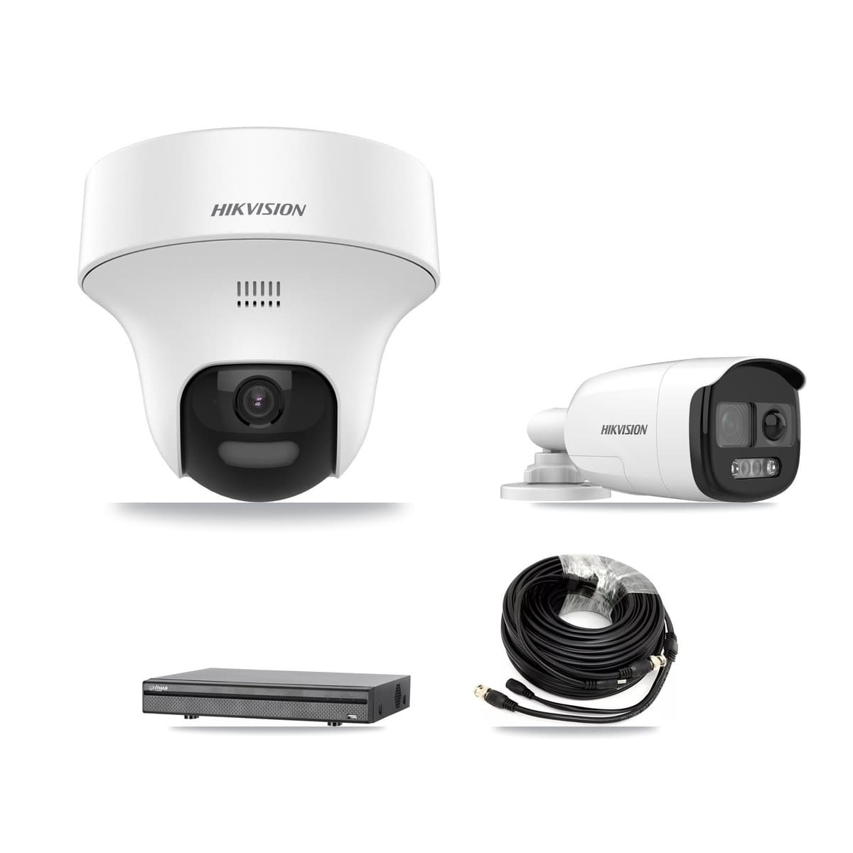 Hikvision & Dahua 8-Channel 5MP CCTV Kit — 2 Bullet + 4 Turret Cameras + 8TB Recording (DH-XVR5108H Recorder)