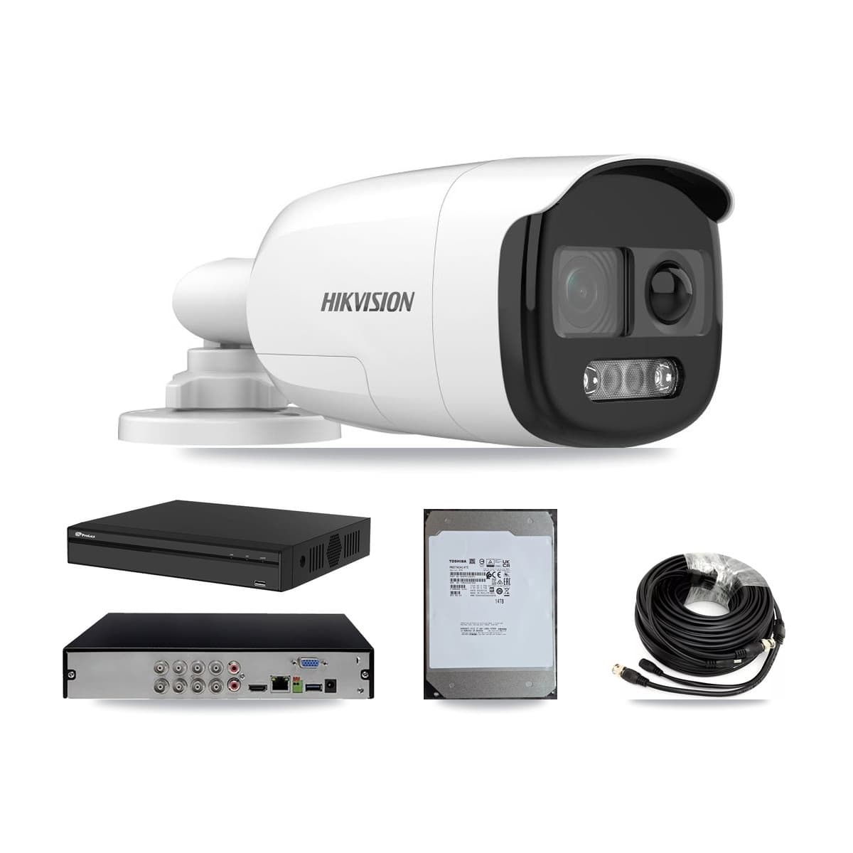 Hikvision & Prolux 8-Channel 5MP CCTV Kit — 8 DS-2CE12KF3T Bullet Cameras + 14TB Recording