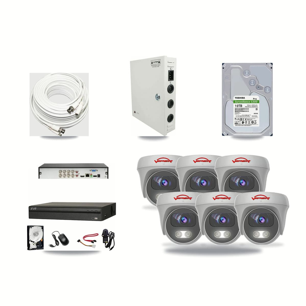 Dahua 8-channel CCTV kit: 6 cameras (6× 5MP Camera), 10TB hard drive