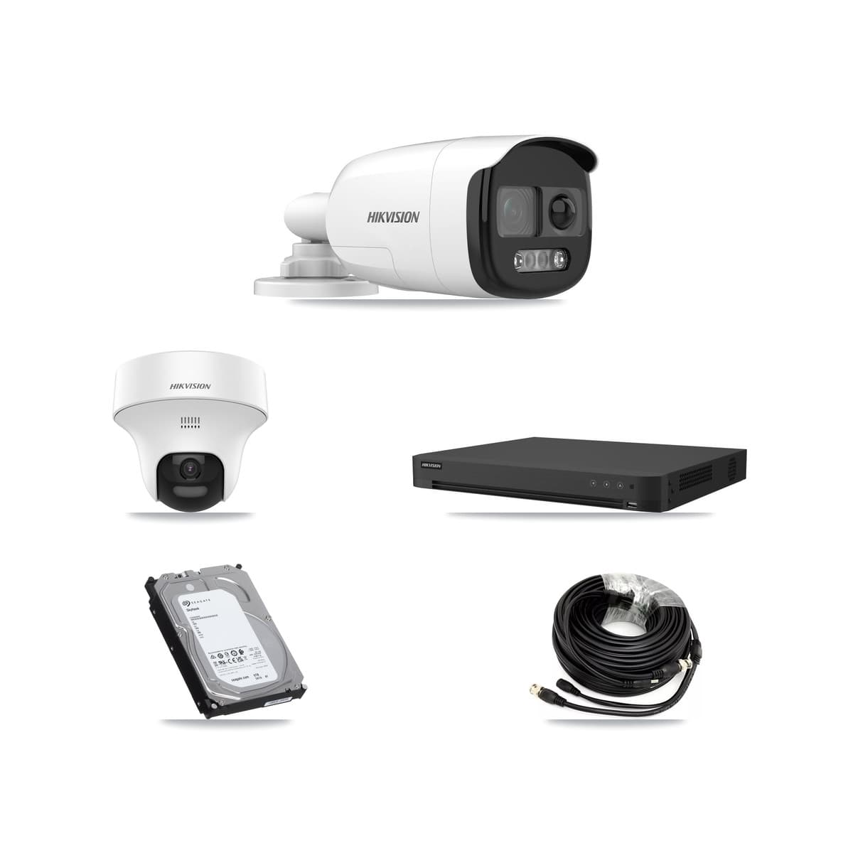 Hikvision 16-Channel 5MP CCTV Kit — 2 DS-2CE12KF3T Bullet + 2 DS-2CE70K0T Turret Cameras + 6TB Recording (IDS-7216HUHI Recorder)