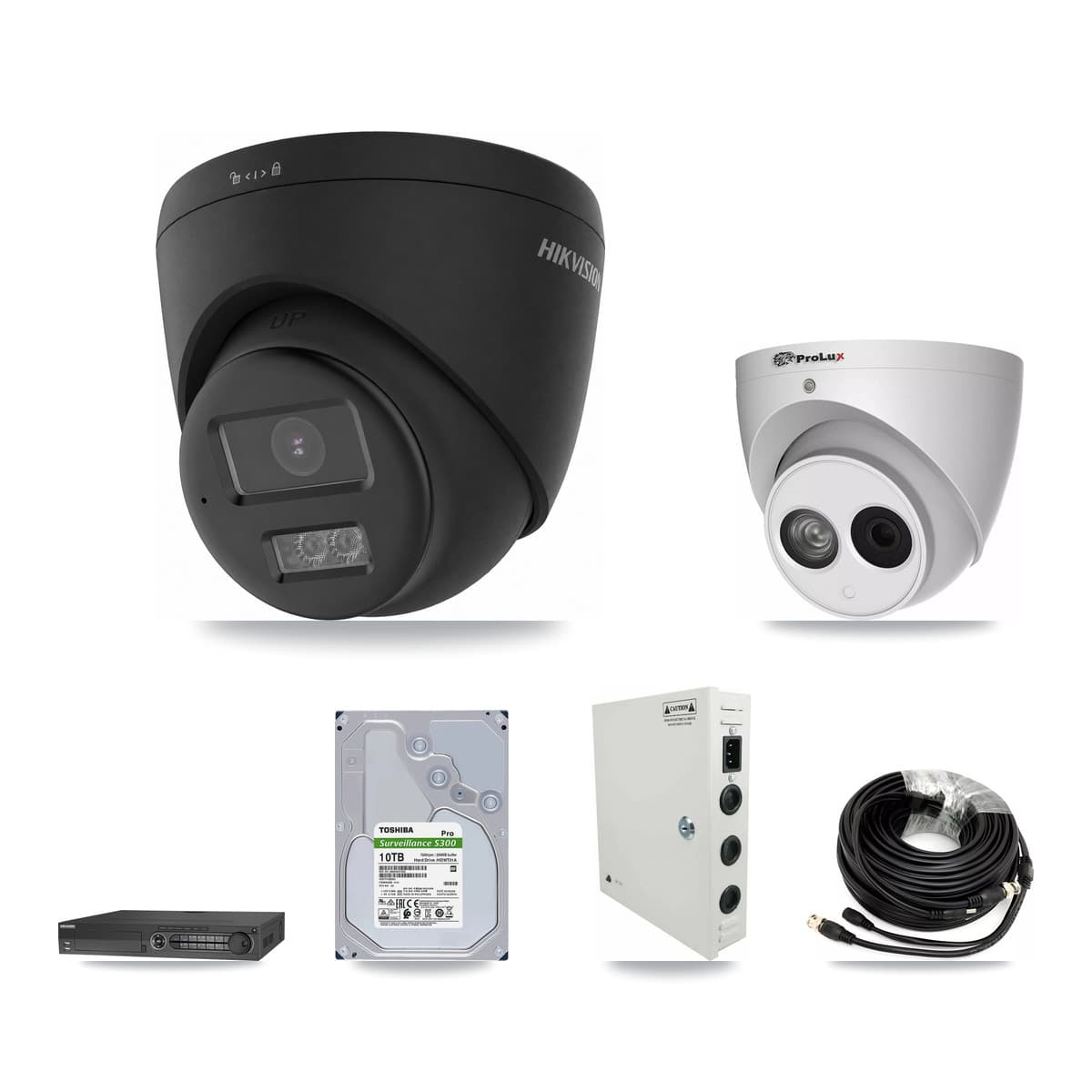Hikvision & Prolux 32-Channel 4MP – 4K CCTV Kit — 11 Black 4K + 1 4MP Turret Cameras + 3× 10TB Recording