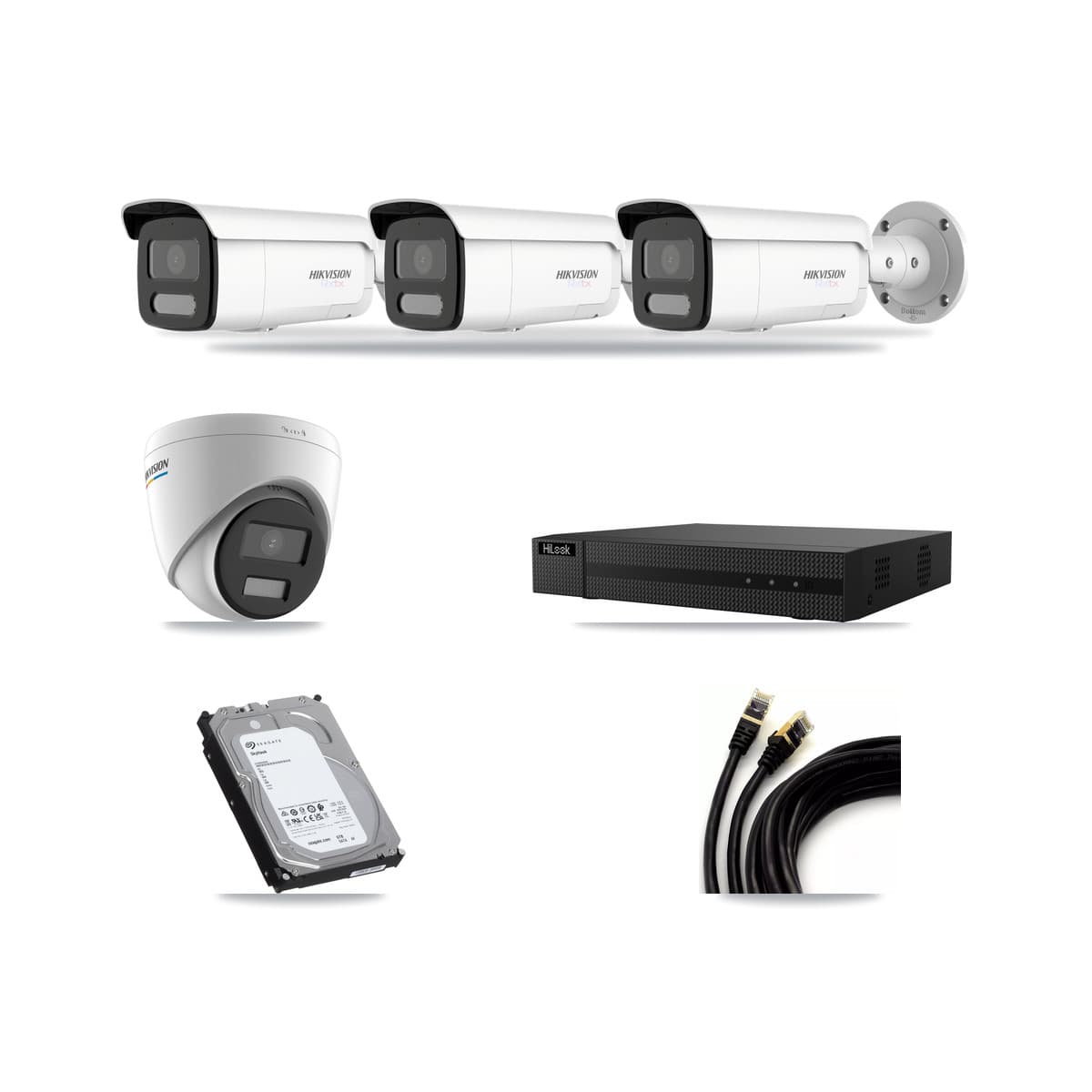 Hikvision & HiLook 8-Channel 2MP – 4K CCTV Kit — 1 2MP Turret + 3 4K Bullet Cameras + 6TB Recording - Image 1