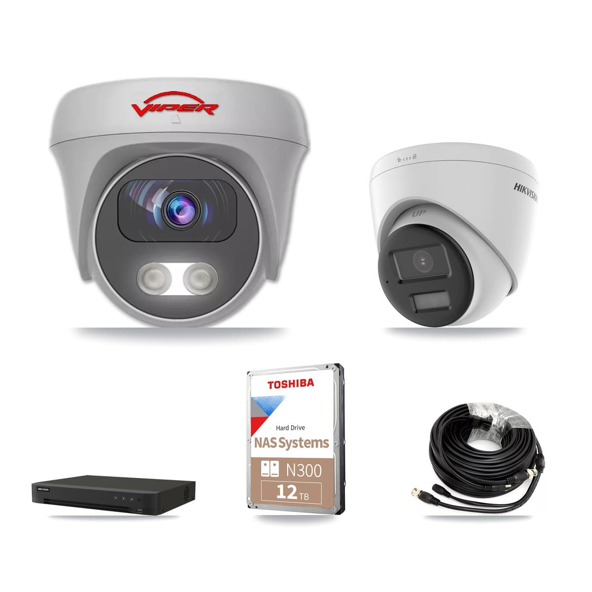 Hikvision & Viper 8-Channel 5MP – 4K CCTV Kit — 2 4K Turret + 5 5MP Cameras + 12TB Recording - Image 1