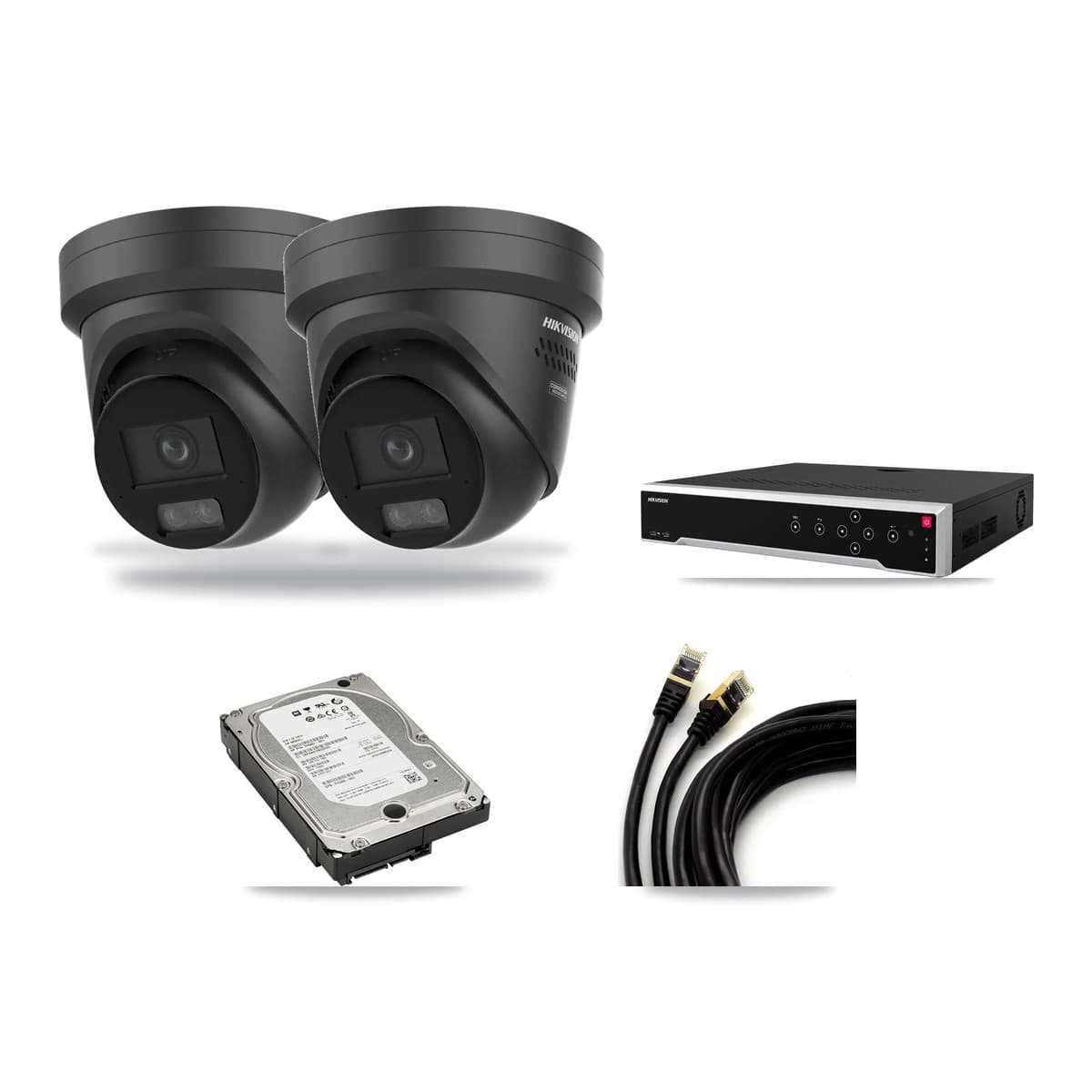 Hikvision 32-Channel 4K CCTV Kit — 2 Black DS-2CD2387G3 Turret Cameras + 5TB Recording - Image 1