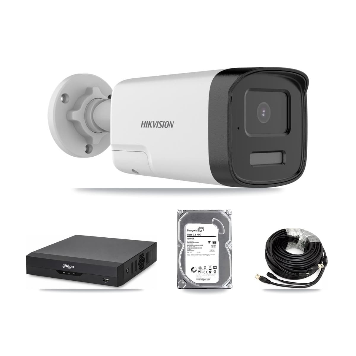 Hikvision & Dahua 4-Channel 5MP CCTV Kit — 2 DS-2CE17K0T Bullet Cameras + 1TB Recording - Image 1