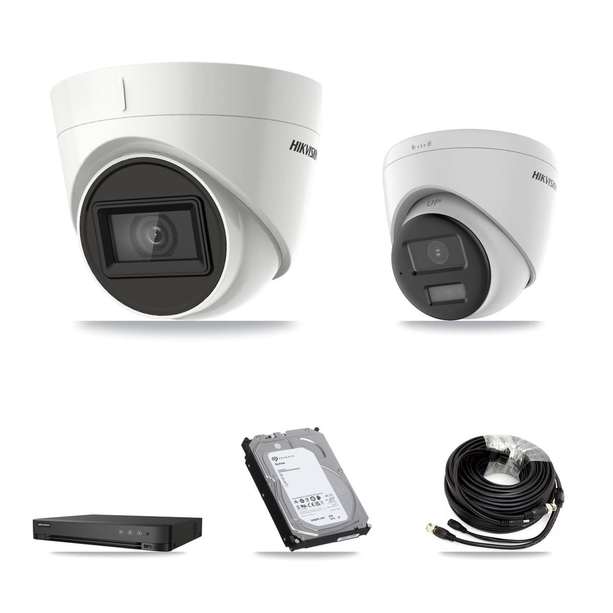 Hikvision 4-Channel 4K CCTV Kit — 1 DS-2CE78U0T + 3 DS-2CE78U1T Turret Cameras + 6TB Recording