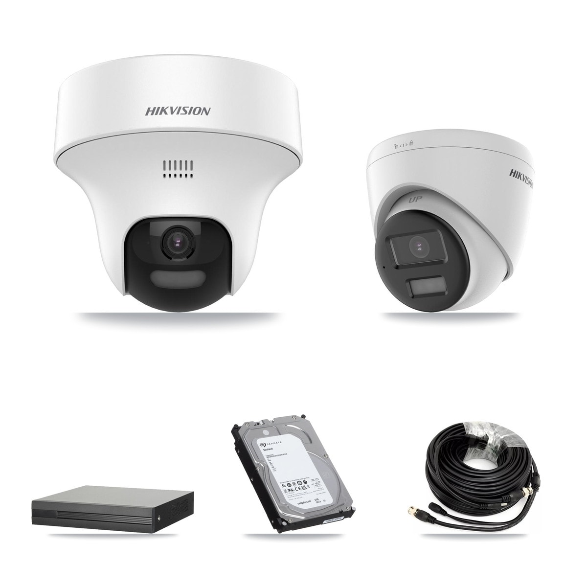 XVR-3104HS-5MP-LITE 4-Channel DVR CCTV Kit — 2× Hikvision DS-2CE70K0T-PTLTS Turret + 2× Hikvision DS-2CE78K0T-LPTS Turret 5MP Cameras + 6TB HDD
