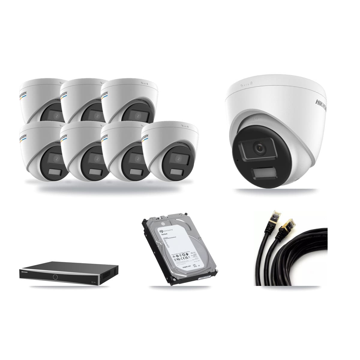 Hikvision 16-Channel 2MP – 4K CCTV Kit — 7 2MP + 1 4K Turret Cameras + 6TB Recording (DS-7616NXI Recorder) - Image 1