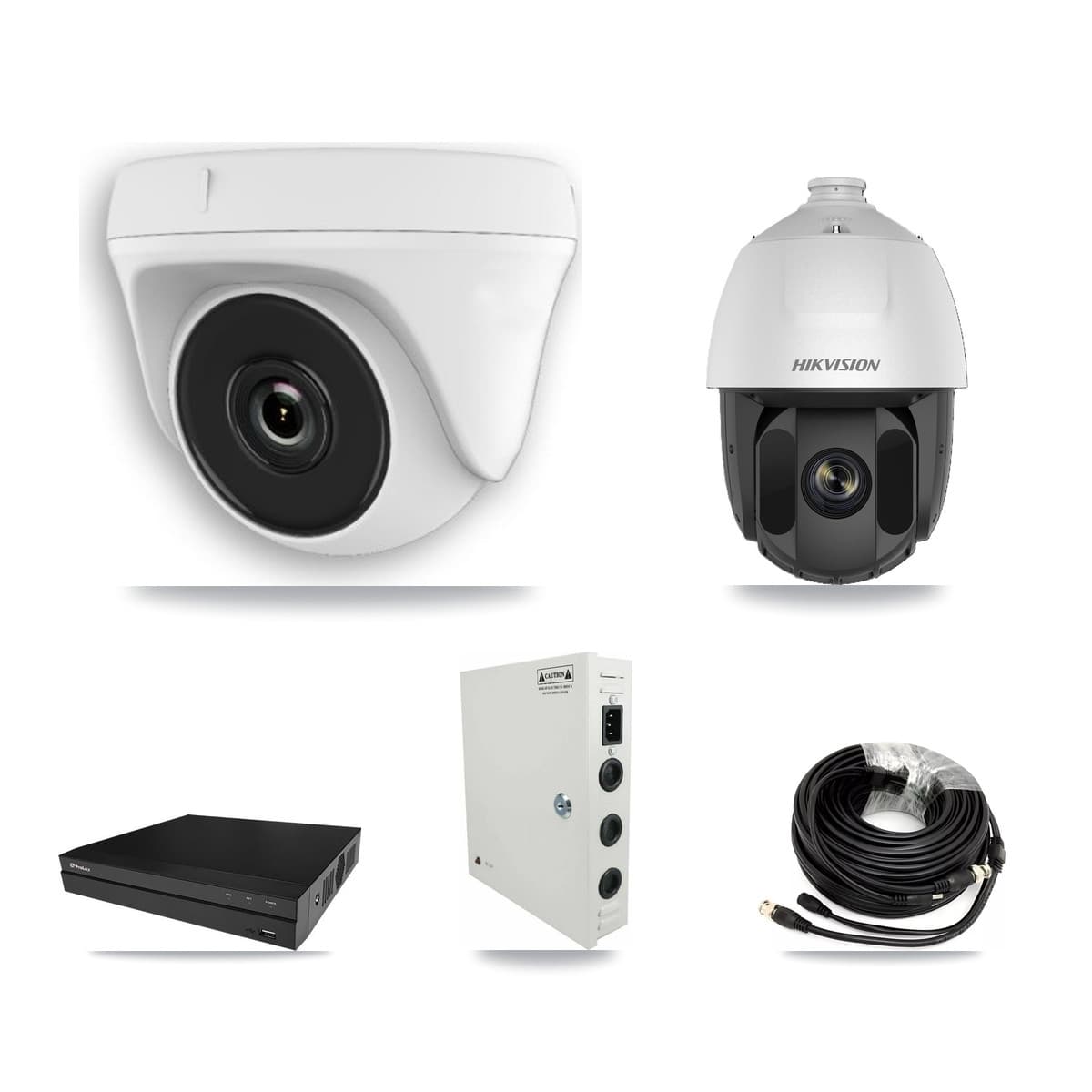 Hikvision & Prolux 8-Channel 2MP CCTV Kit — 1 PTZ + 3 White Dome Cameras + 3TB Recording (PXD-5208AN Recorder)