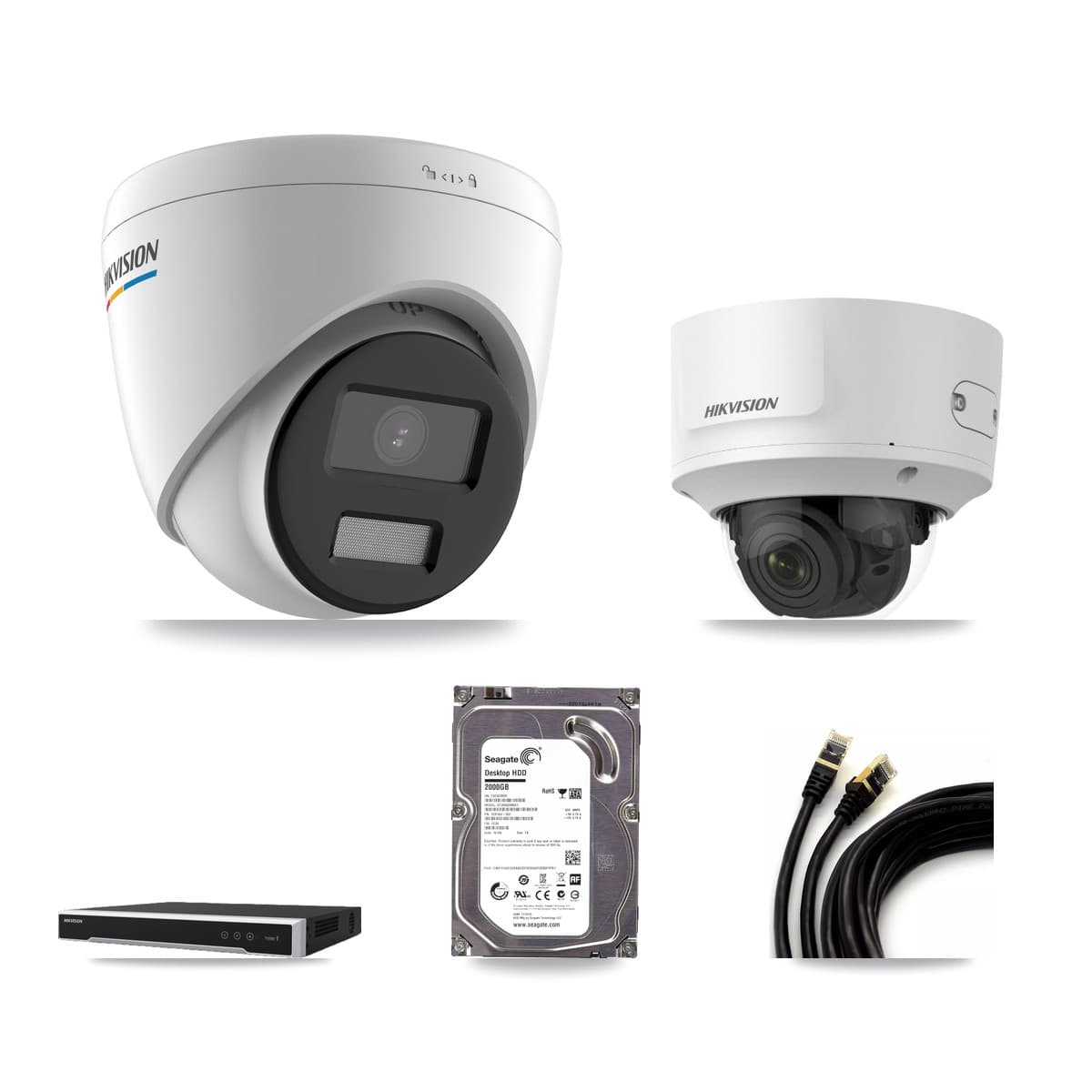 Hikvision 16-Channel 2MP CCTV Kit — 2 Turret + 1 Dome Cameras + 2TB Recording (DS-7616NI-M2 Recorder)