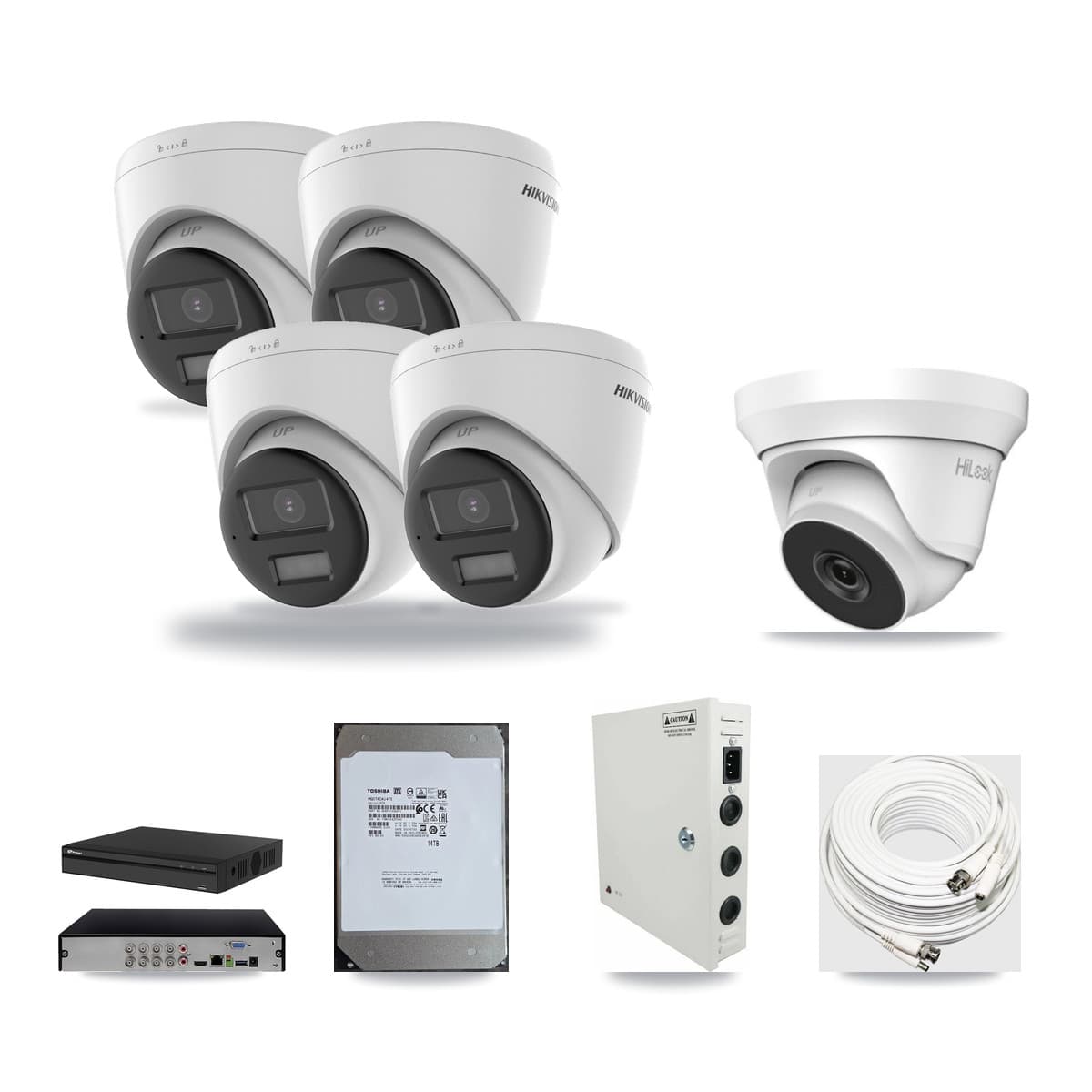 8-Channel 4MP – 4K CCTV Kit — 4 4K + 1 4MP Turret Cameras + 14TB Recording - Image 1
