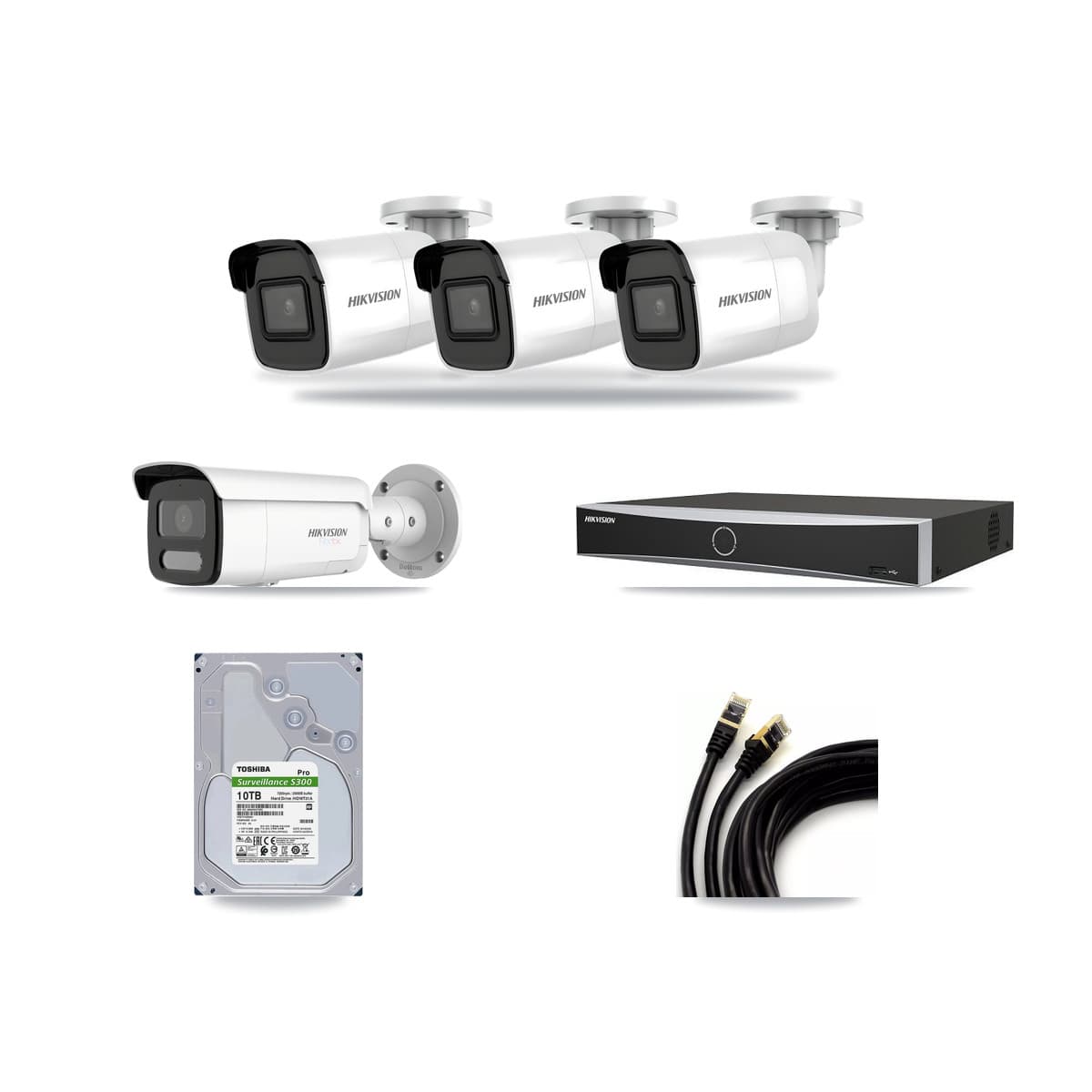 Hikvision 4-Channel 4K CCTV Kit — 3 DS-2CD2085G1 + 1 DS-2CD2T87G2H Bullet Cameras + 10TB Recording - Image 1