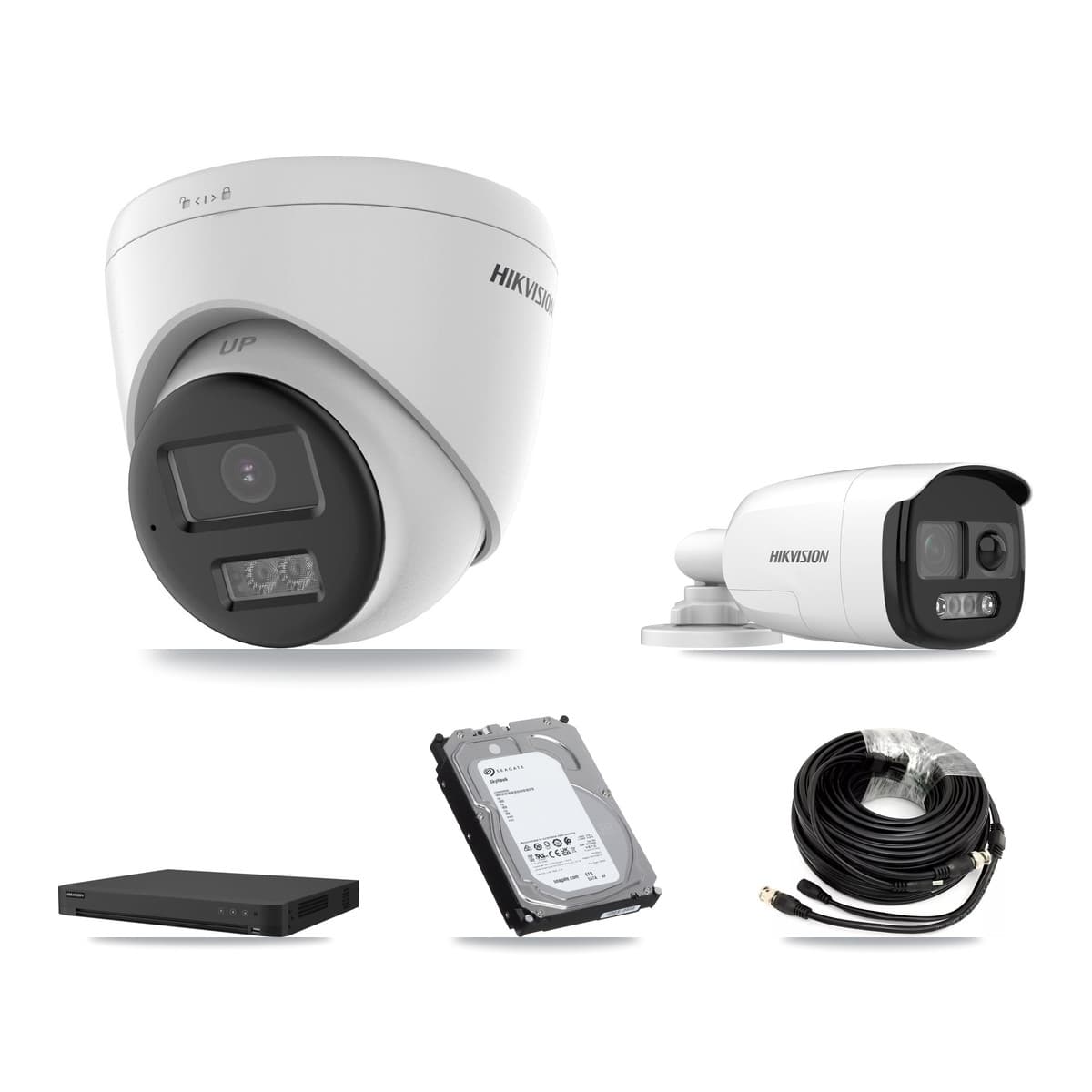 Hikvision 32-Channel 5MP CCTV Kit — 1 DS-2CE12KF3T Bullet + 4 DS-2CE78K0T Turret Cameras + 6TB Recording (IDS-7232HQHI Recorder) - Image 1